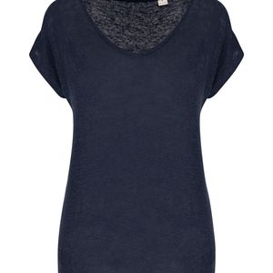 Ladies' V-neck Linen T-shirt, miniatyr 3